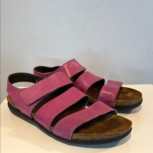 NAOT pink leather strap sandals size 41